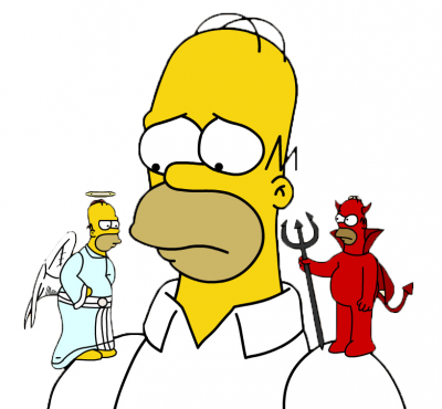 Homer Simpson-Angel-Devil